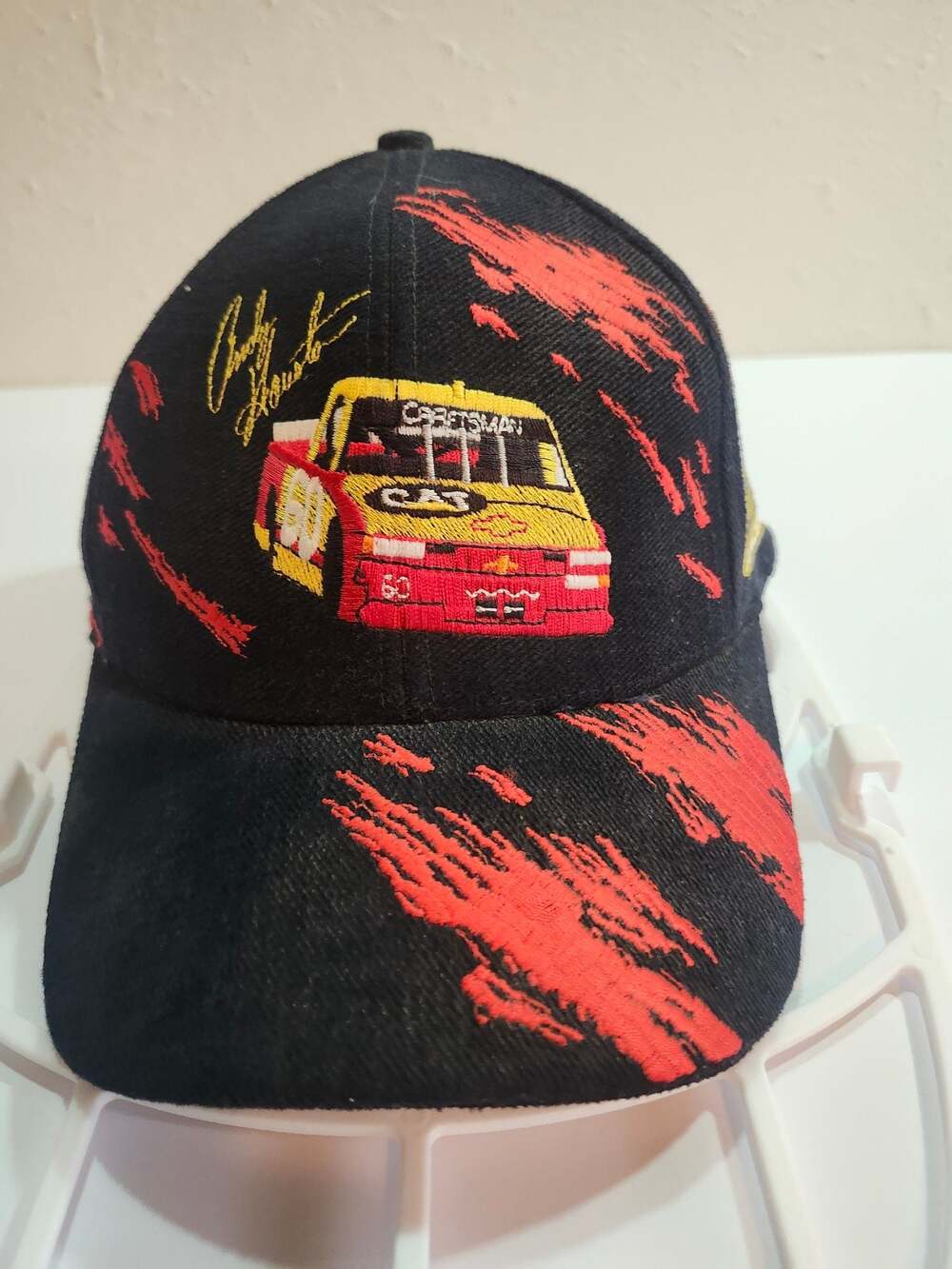 Vintage 90s NASCAR Andy Houston CAT Racing #60 Splash Cap Hat Cyrk